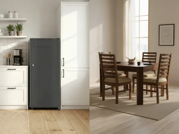 Fridge with Alexa 4 Seater Dining Set Combo